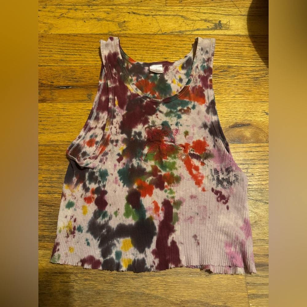 Tie-Dye Ribbed Tank Top - Multicolor